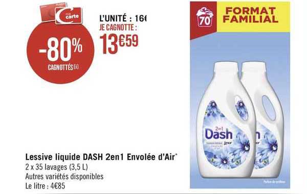 lessive liquide dash 2 en 1 envolée d'air