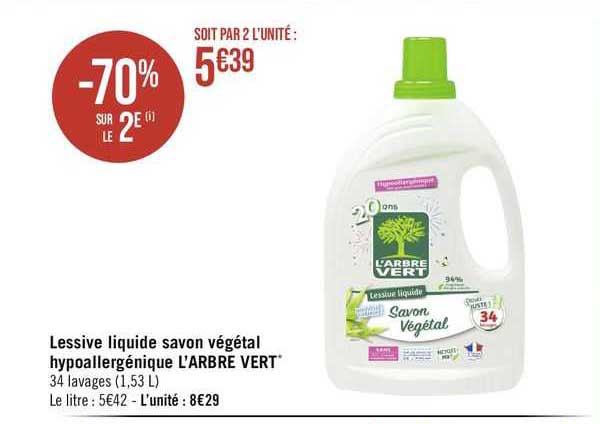 lessive liquide savon végétal hypoallergénique l'arbre vert