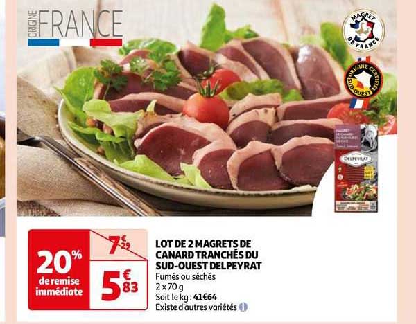 lot de 2 magrets de canard tranchés du sud-ouest delpeyrat
