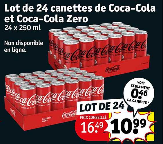 lot de 24 canettes de coca-cola et coca-cola zéro