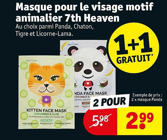 masque pour le visage motif animalier 7th heaven