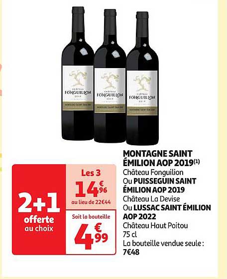 montagne saint émilion aop 2019 château fonguilion ou puisseguin saint émilion aop 2019 château la devise ou lussac saint émilion aop 2022 château haut poitou