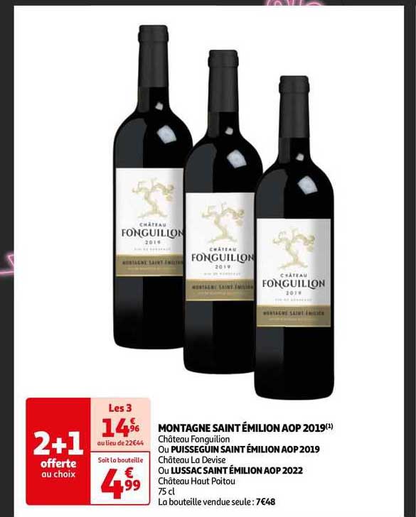 montagne saint émilion aop 2019 château fonguilion ou puisseguin saint émilion aop 2019 château la devise ou lussac saint émilion aop aop 2022 château haut poitou