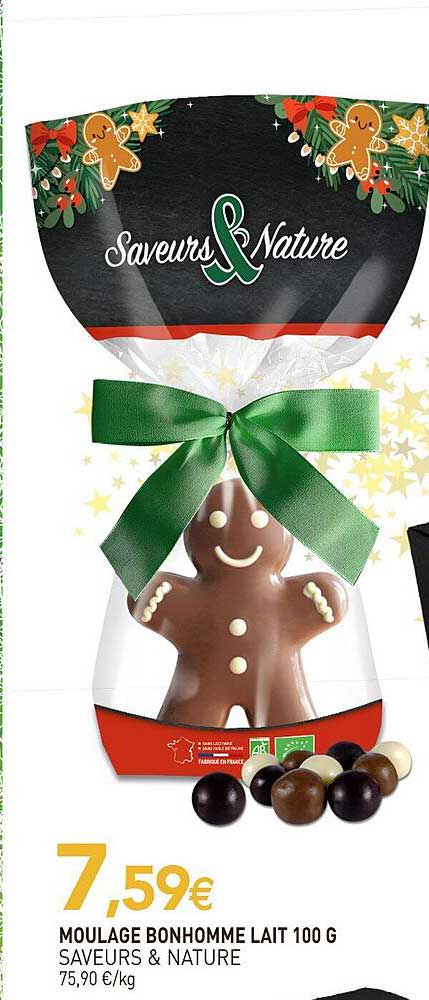 moulage bonhomme lait saveurs & nature - 100 g