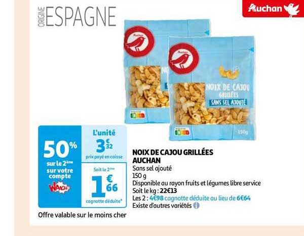 Noix De Cajou Grillées Auchan