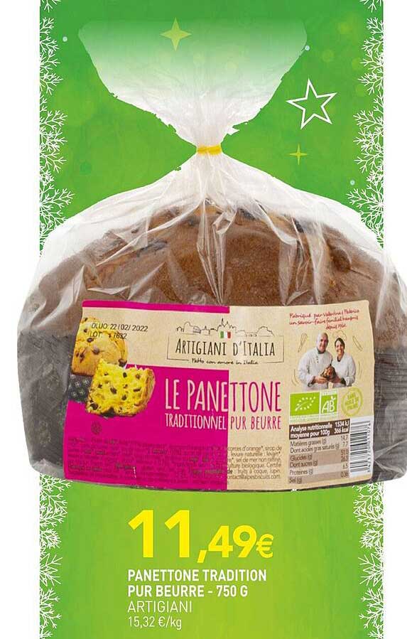 panettone tradition pur beurre artigiani - 750 g