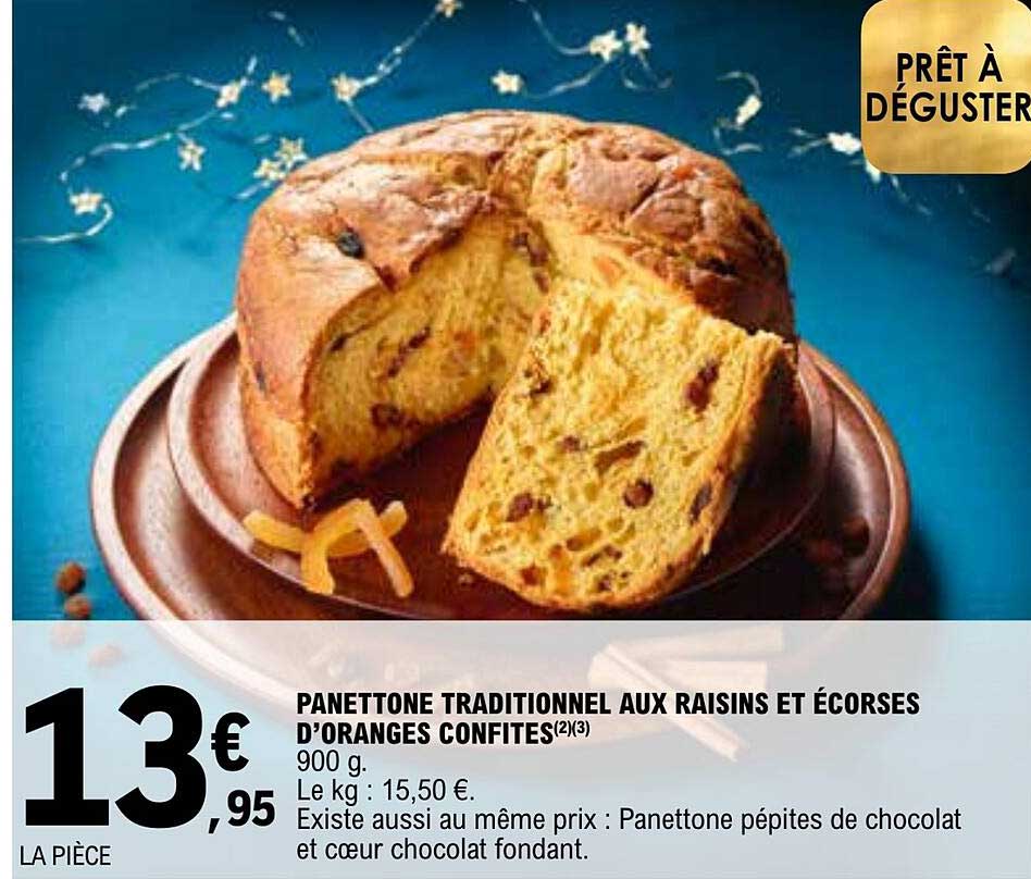panettone traditionnel aux raisins et écorses d'oranges confites