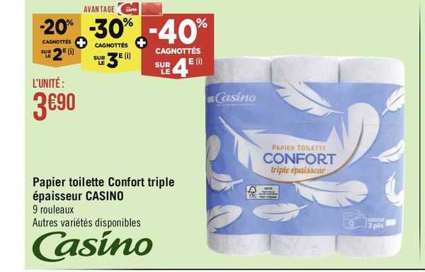 Papier Toilette Confort Triple épaisseur Casino