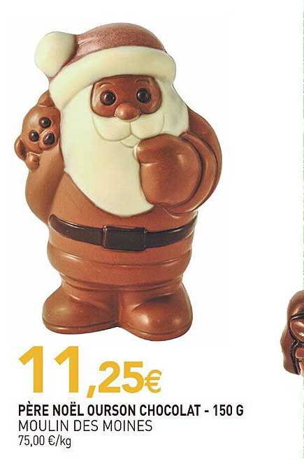 père noël ourson chocolat moulin des moines - 150 g