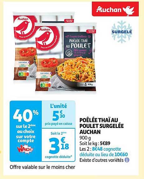 Poêlée Thaï Au Poulet Surgelée Auchan