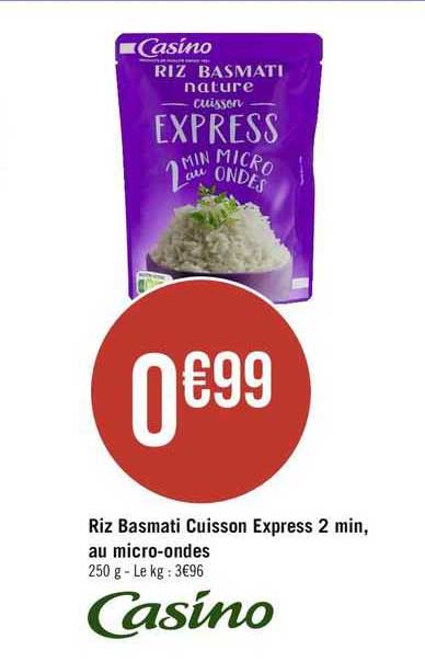 riz basmati cuisson express 2 min, au micro-ondes