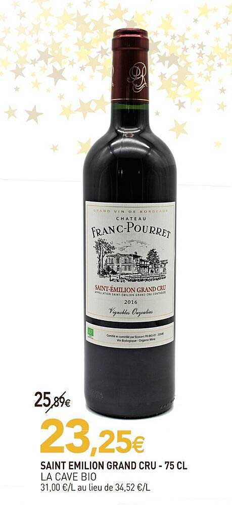 saint emilion grand cru la cave bio - 75 cl