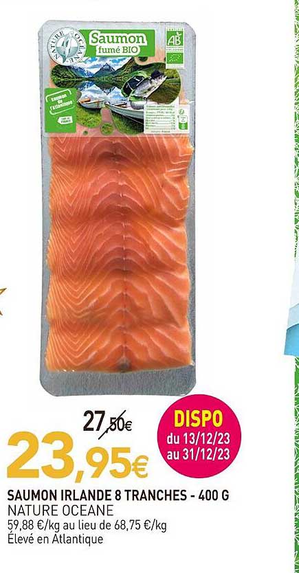 saumon irlande 8 tranches nature océane - 400 g