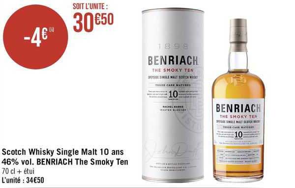 scotch whisky single malt 10 ans 46% vol. benriach the smoky ten