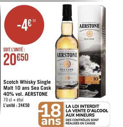 scotch whisky single malt 10 ans sea cask 40% vol. aerstone