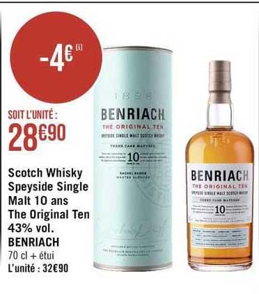scotch whisky speyside single malt 10 ans the original ten 43% vol. benriach