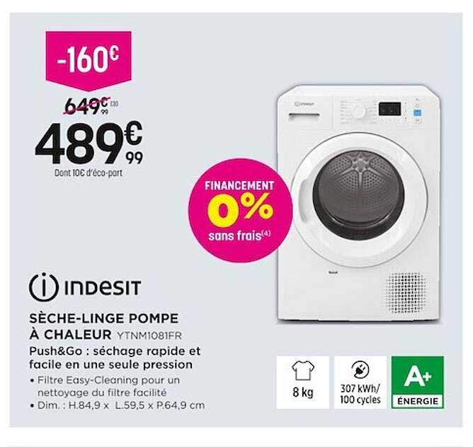 sèche-linge pompe à chaleur indesit