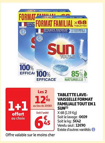 tablette lave-vaisselle format familiale tout en 1 sun