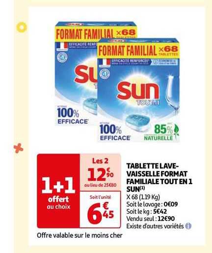 tablette lave-vaisselle format familiale tout en 1 sun