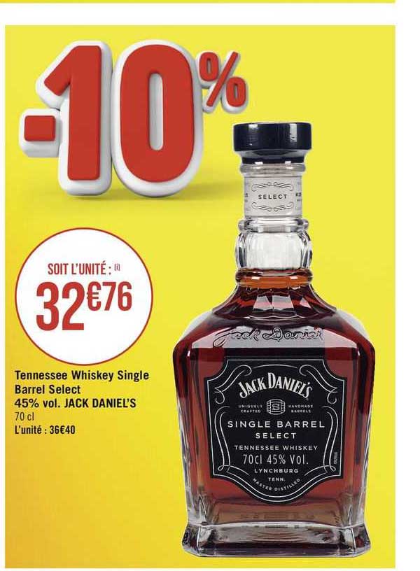 tennessee whiskey single barrel select 45% vol. jack daniel's