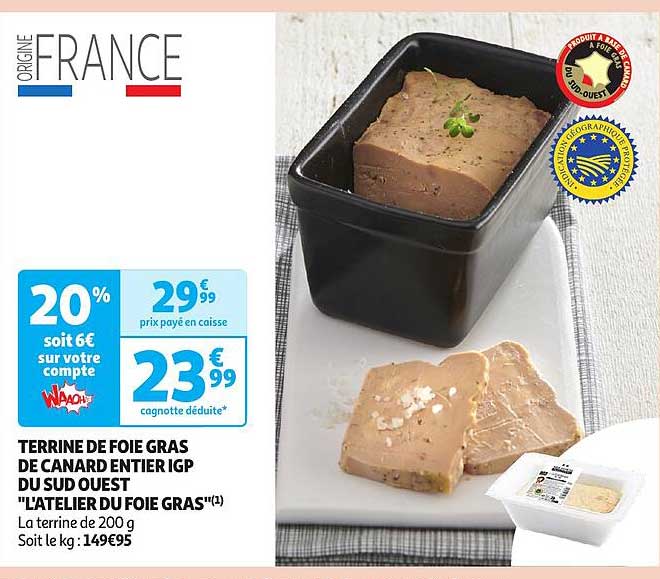terrine de foie gras de canard entier igp du sud ouest "l'atelier du foie gras"