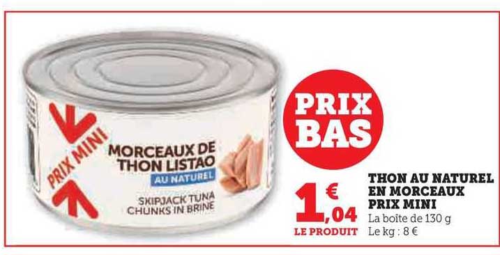 thon au naturel en morceaux prix mini