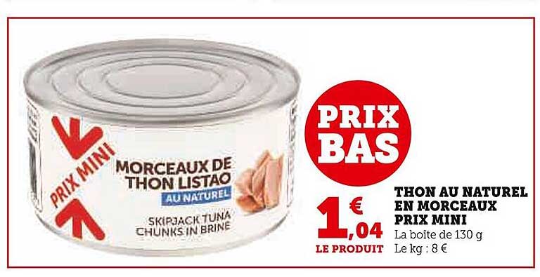 thon au naturel en morceaux prix mini