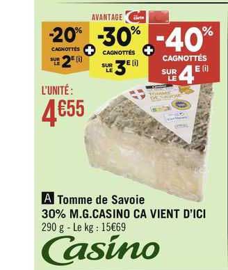 tomme de savoie 30% m.g. casino ça vient d'ici