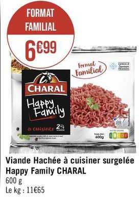 viande hachée à cuisiner surgelée happy family charal