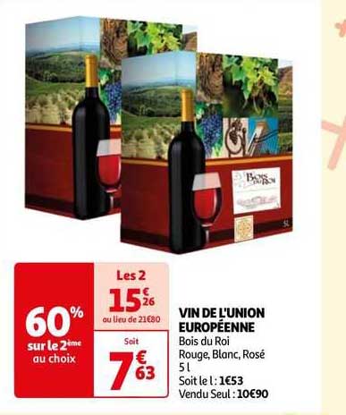 vin de l'union européenne bois du roi rouge, blanc, rosé