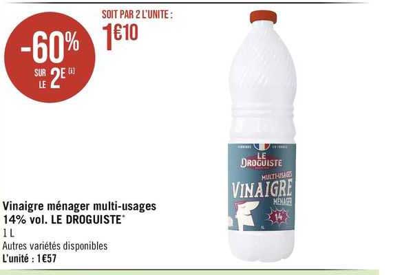 vinaigre ménager multi-usages 14% vol. le droguiste