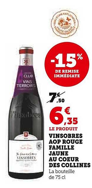 vinsobres aop rouge famille jaune au cœur des collines