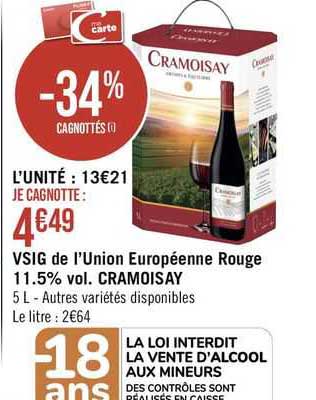 vsig de l'union européenne rouge 11.5% vol. cramoisay
