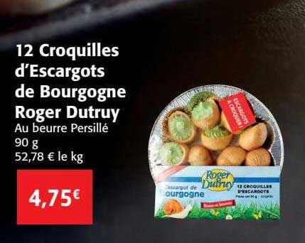12 croquilles d'escargots de bourgogne roger dutruy