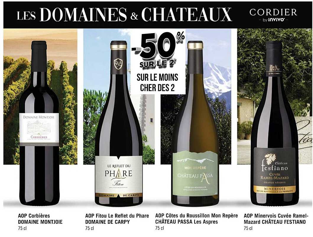 Aop Corbières Domaine Monjoie, Aop Fitou Le Reflet Du Phare Domaine De Carpy, Aop Côtes Du Roussillon Mon Repère Château Passa Les Aspres