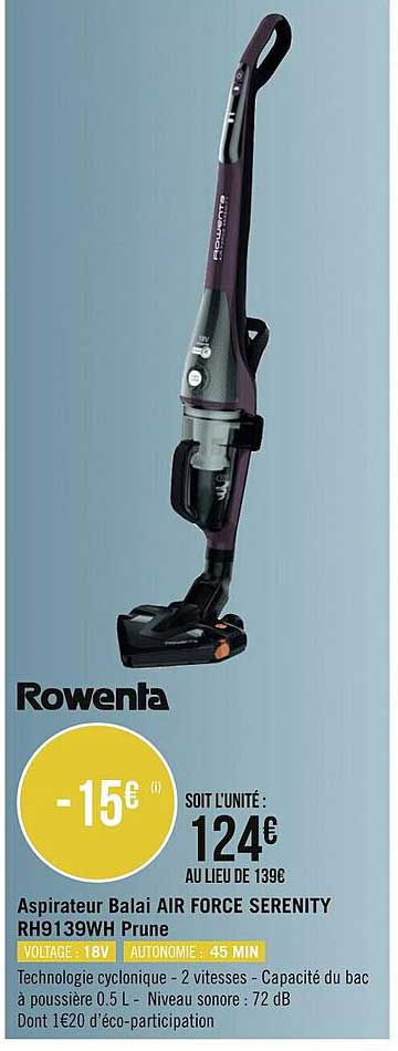 aspirateur balai air force serenity prune rowenta