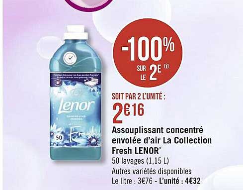 assouplissant concentré envolée d'air la collection fresh lenor