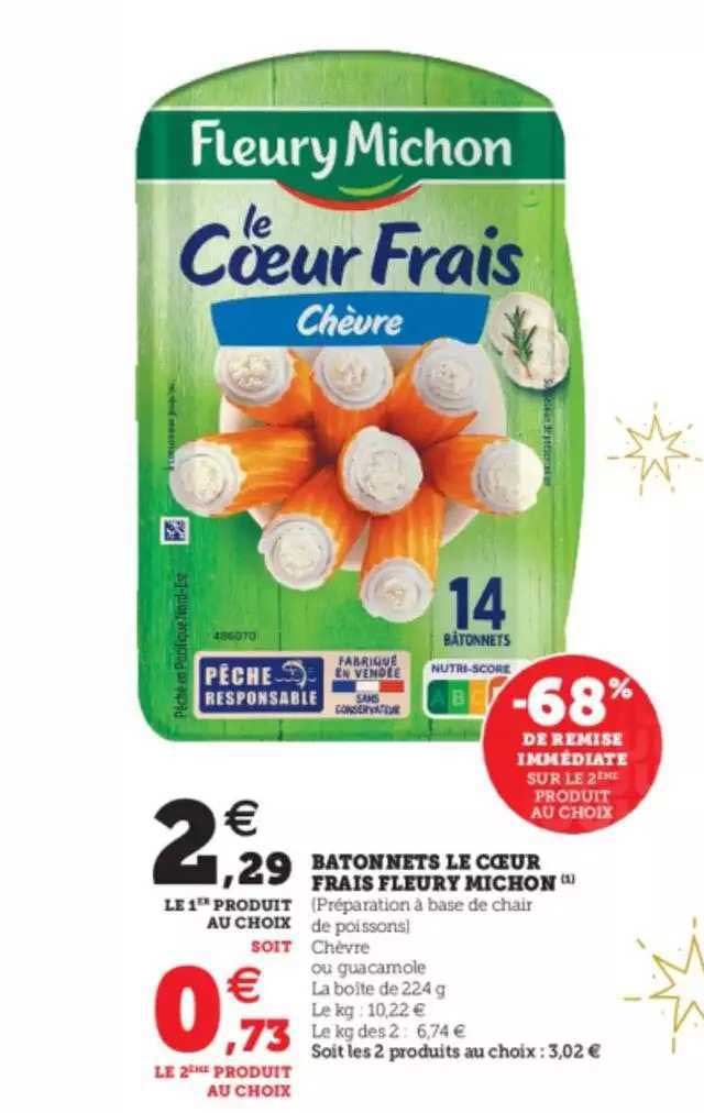 bâtonnets le cœur frais fleury michon