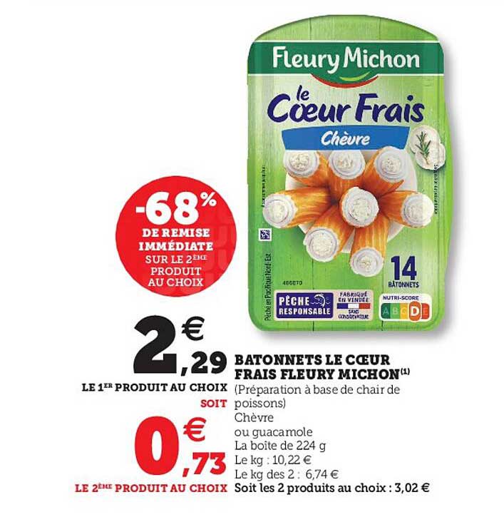 bâtonnets le cœur frais fleury michon