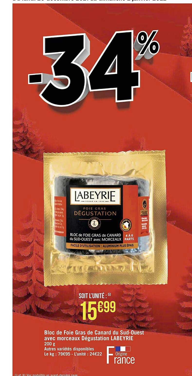 bloc de foie gras de canard du sud-ouest avec morceaux dégustation labeyrie