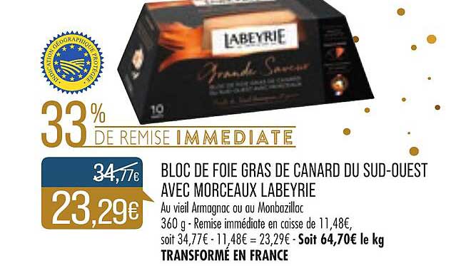 bloc de foie gras de canard du sud-ouest avec morceaux labeyrie