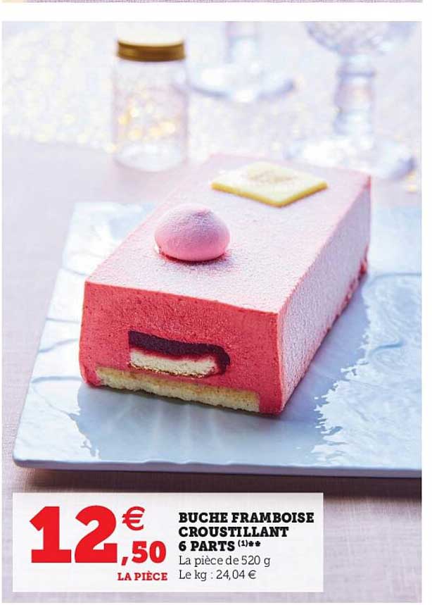 Bûche Framboise Croustillant 6 Parts