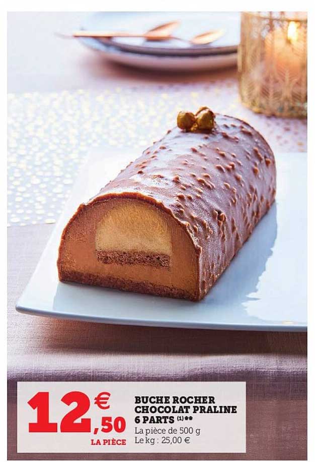 Bûche Rocher Chocolat Praliné 6 Parts