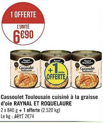 cassoulet toulousain cuisiné à la graisse d'oie raynal et roquelaure
