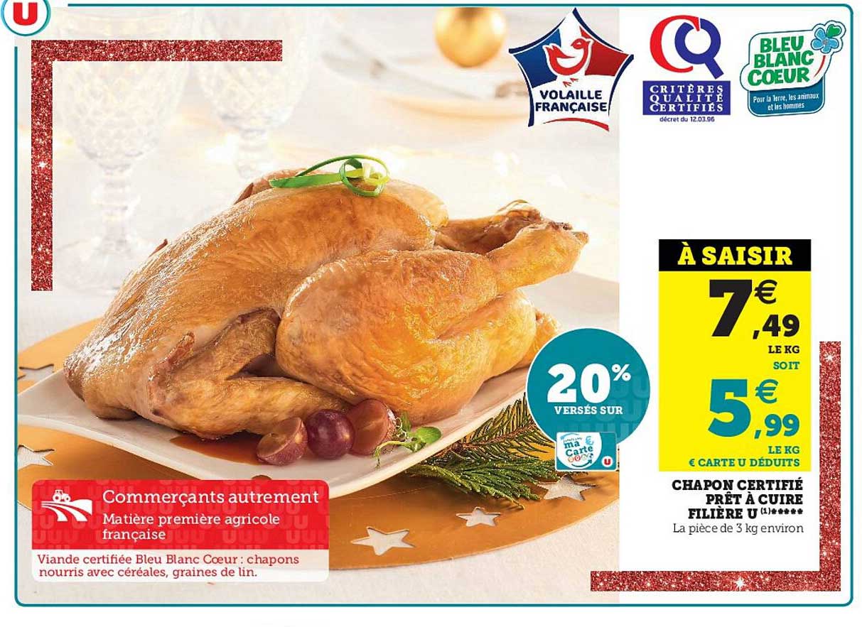 chapon certifié prêt à cuire filière u