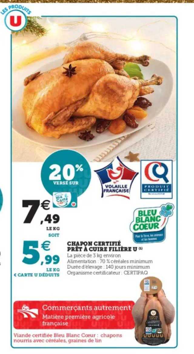 chapon certifié prêt à cuire filières u