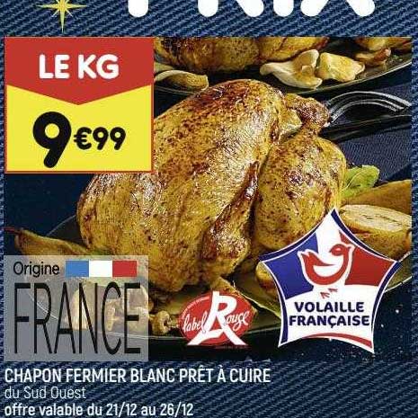 Chapon Fermier Blanc Prêt à Cuire