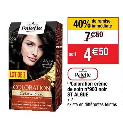 coloration crème de soin n°900 noir st algue