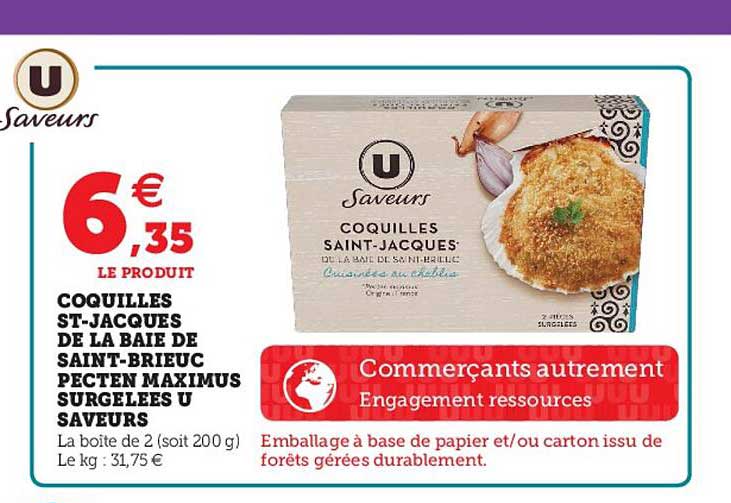 coquilles st-jacques de la baie de saint-brieuc pecten maximus surgelées u saveur