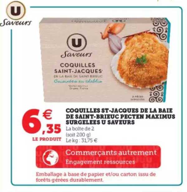 coquilles st-jacques de la baie de saint-brieuc pecten maximus surgelées u saveurs